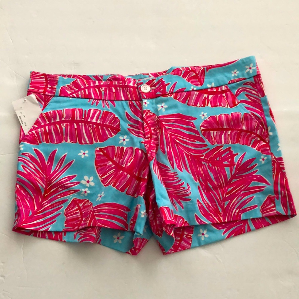 Kaeli Smith Shorts Tropical Leaf Floral SZ 10 Pink Blue NWT